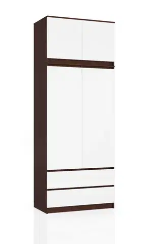 Šatníkové skrine Šatníková skriňa POKI90, wenge / biela