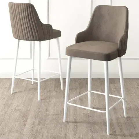 Barové stoličky Bar Stool Set (2 Pieces) Enox - Cappuccino, White