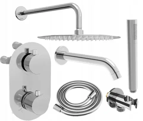 Vaňové panely MEXEN/S - Kai DR70 podomietkový vaňový SET s výtokovou hubicou + slim sprcha 30, chróm 77602DR70301-00
