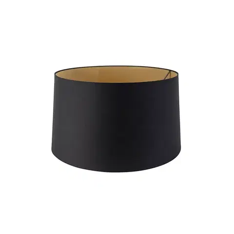 Tienidlo na lampu Bavlnený tienidlo čierne 45/50/28 so zlatým vnútrom