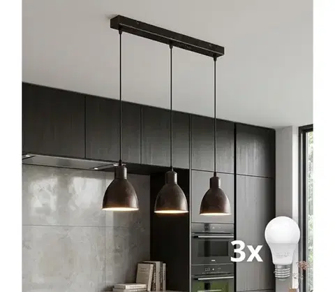 Svietidlá BRILAGI - LED závesné svietidlo RIDDY na lanku 3xE27/60W/230V medená/patina 8590828039211