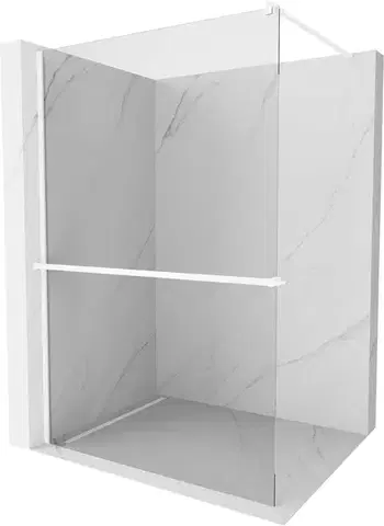 Sprchové dvere MEXEN/S - Kioto+ Sprchová zástena WALK-IN s poličkou a držiakom uterákov 75 x 200, transparent, biela 800-075-121-20-00