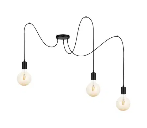 Svietidlá  Luster na lanku MIROS 3xE27/60W/230V pavúk čierna 0062