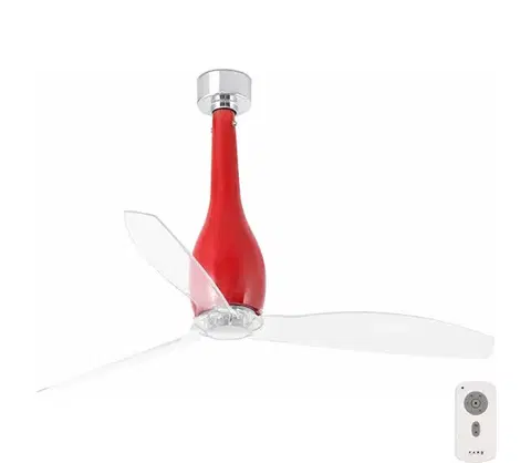 Ventilátory FARO Barcelona FARO 32002 - Stropný látor ETERFAN červená/číra pr. 128 cm + diaľkové ovládanie 32005