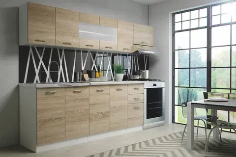 Kuchynské linky HALMAR Perla 260 kuchyňa dub sonoma / biela