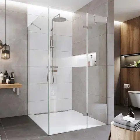 Sprchovacie kúty Mereo Sprchovací kút, Novea, obdĺžnik, pántový, 90x80 cm, chróm ALU, sklo Číre, dvere pravé a pevný diel CK10214ZP