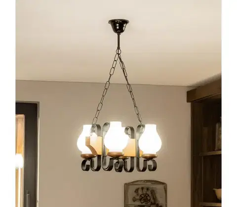 Svietidlá BRILAGI - Luster na reťazi QUEEN 4xE14/40W/230V buk/orech EX-01037