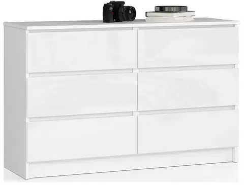 Komody a skrinky Moderná komoda, SOPHIE120, biela / biely lesk