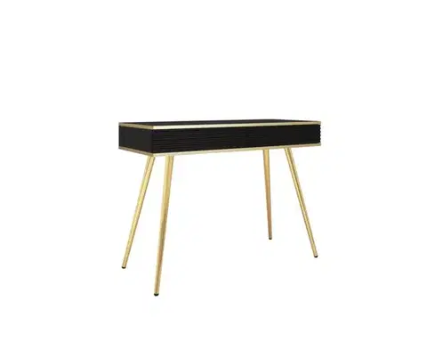 Nábytok ArtPS Toaletný stolík BIJOU T-102 MDF | čierna / zlaté nohy