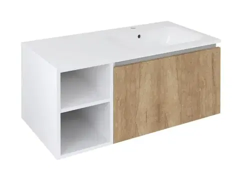 Kúpeľňový nábytok SAPHO - LOREA skrinka 100x46x51,5cm (30P+70cm), pravá, dub Alabama/biela matná LE070-2231-R-12