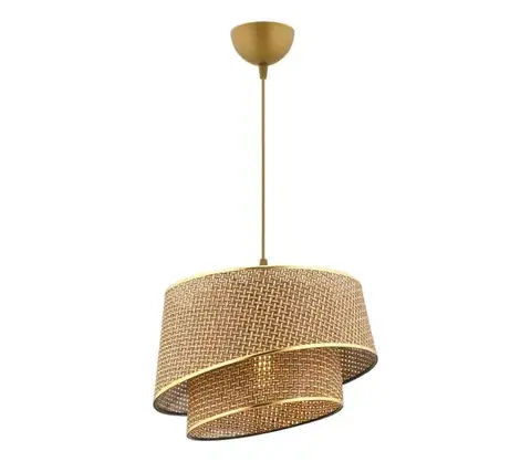 Svietidlá  Závesný luster BARETTE na lanku 1xE27/60W/230V hnedá/zlatá 390FLH2481