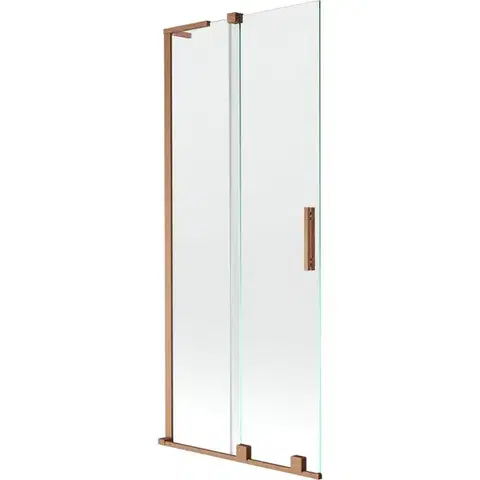 Sprchové dvere MEXEN/S - Velar L dvojkrídlová posuvná vaňová zástena 80 x 150, transparent, meď kartáčovaná 896-080-003-01-65