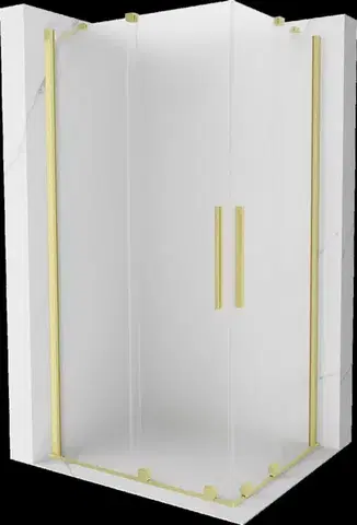 Sprchovacie kúty MEXEN/S - Velar Duo sprchovací kút, posuvné dvere 100 x 90, dekor, zlato kartáčovaná 871-100-090-32-55