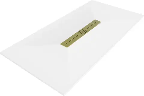 Vane MEXEN/S - Toro obdĺžniková sprchová vanička SMC 150 x 70, biela, mriežka zlatá 43107015-G