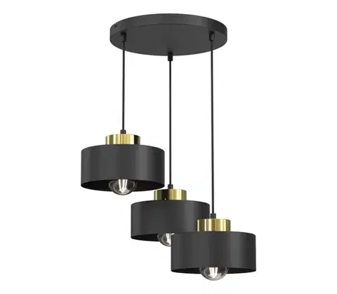 Svietidlá  Luster na lanku MARTI 3xE27/15W/230V čierna/zlatá 9999