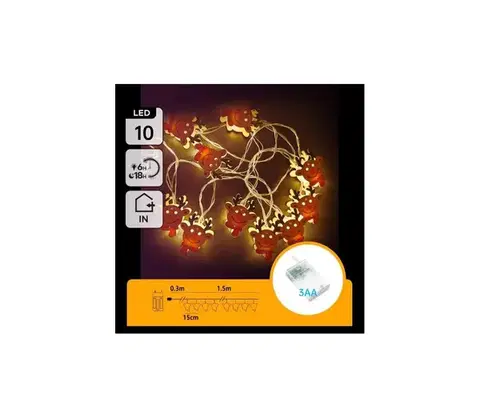 Vianočné dekorácie  B.V.  - LED  reťaz 10xLED/3xAA 1,5m teplá biela sob B10303Q6O