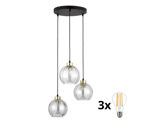 Svietidlá  LED luster na lankách DEVI 3xE27/15W/230V čierna/číra 4579