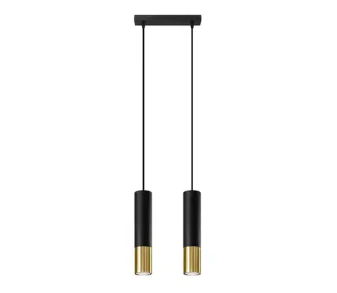 Svietidlá  SL.0953 - Luster na lanku LOOPEZ 2xGU10/10W/230V čierna/zlatá SL.0953