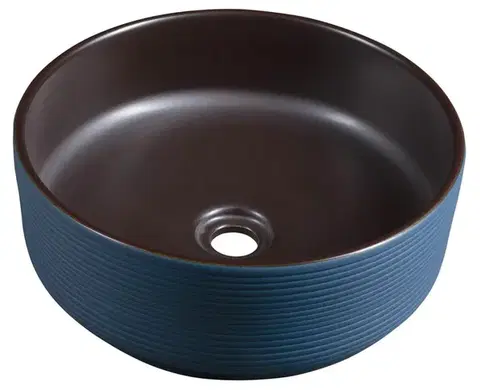 Umývadlá SAPHO - PRIORI keramické umývadlo na dosku, priemer 41cm, hnedá/modrá PI033