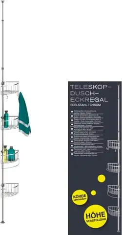Doplnky do kúpeľne Eisl - Teleskopická rohová sprchová polička, nerez/chróm BA0920 BA0920