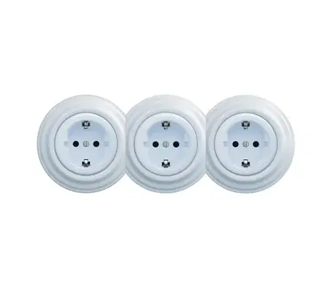 Predlžovacie káble lap - Trojitá retro domová zásuvka s rámikom SCHUKO 230V modrá KA0027+2xKA0026+3xKA0108