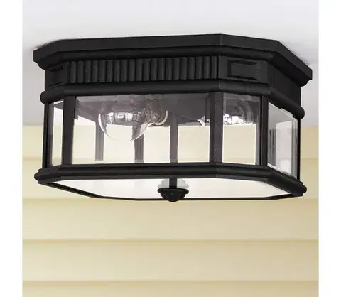 Záhradné lampy Elstead Feiss FE-COTSLN-F-BK-Vonkajšie stropné svietidlo COTSWOLD LANE 2xE27/60W/230V IP44 FE-COTSLN-F-BK