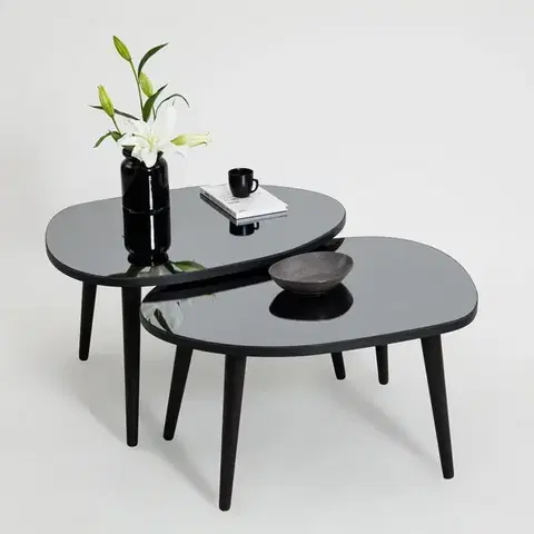 Konferenčné stolíky Sada odkladacích stolíkov (2 kusy) Gusto Set- Black, Fume
