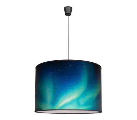 Svietidlá  - Luster na lanku PRINT L 1xE27/40W/230V pr. 45 cm čierna/tyrkysová 81457