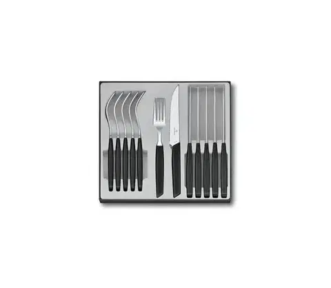Nože Victorinox - 12-dielna sada príborov SWISS MODERN, čierna 6.9093.12W.12
