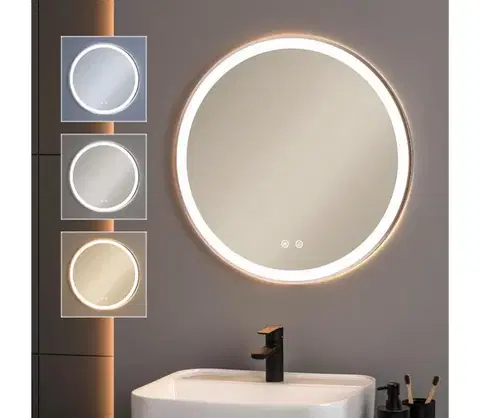 Kúpeľňové zrkadlá BRILAGI-LED stmievateľné vyhrievané zrkadlo s podsvietením ALU PRO LED/18W/230V pr. 60 cm IP44 matný chróm FG-GM1110-18W-SIL