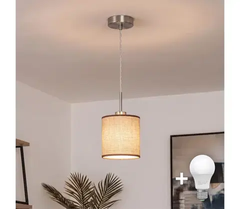 Svietidlá BRILAGI - LED závesný luster na lanku NUBILA 1xE27/60W/230V pr. 14 cm hnedý EG32515+BG1583