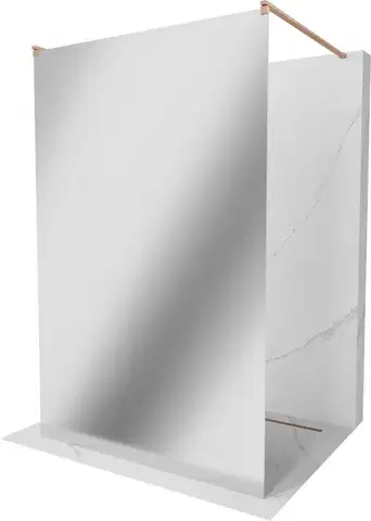 Sprchové dvere MEXEN/S - Kioto samostatne stojaca sprchová zástena 100 x 200, zrkadlové sklo 8 mm, meď kartáčovaná 800-100-002-65-50