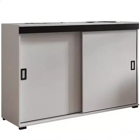 Komody do spálne Komoda Retro 120 Biely + Čierna Rukoväte