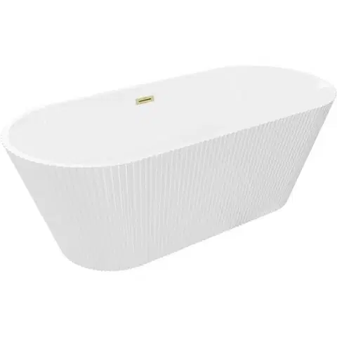 Vane MEXEN/S - Yara voľne stojaca vaňa reliéf 170 x 75, biela, sifón a prepad zlatá kartáčovaná 52861707500-55