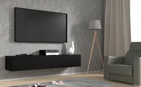 TV stolíky ArtBm Závesný TV stolík BINGO 180 cm | čierny mat