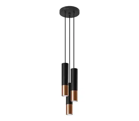Svietidlá  SL.0949 - Luster na lanku LOOPEZ 3xGU10/10W/230V guľatý čierna/meď SL.0949