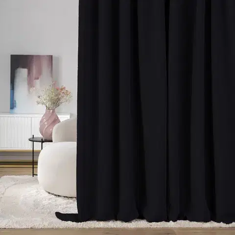Závesy hotové Zatemňovací záves na riasiacu pásku čierna 140 x 280 cm 1 ks.