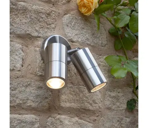 Svietidlá Där Lighting Där Lighting ORT0968 - LED vonkajšie nástenné bodové svietidlo ORTEGA 2xGU10/5W/230V IP65 chróm ORT0968