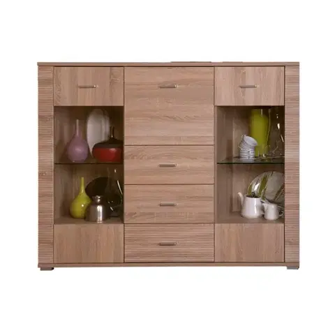 Komody KONDELA Grand 8 barová skrinka dub sonoma