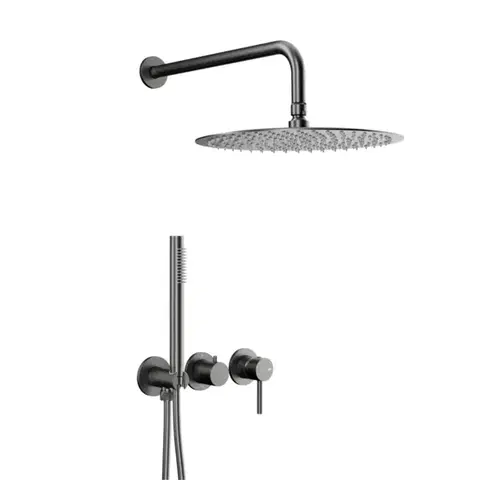 Kúpeľňové batérie KFA - Súprava sprchy Moza, podomietková s batériou 3-otvorovou, 2 funkčné, PVD gunmetal šedá 5039-511-61