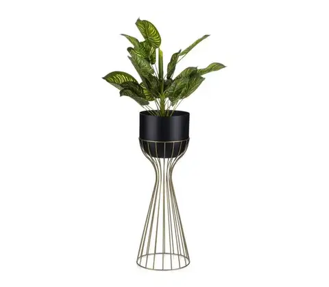 Stojany na kvetiny HowHomely Kovový kvetináč LOFT 56x20 cm zlatá/čierna HH-ML-10-GB