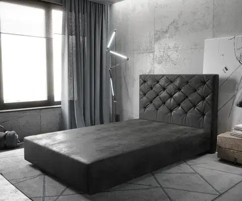 Rámy postelí DELIFE Boxspring posteľ Dream-Great mikrovlákno antracitová vintage 120×200 cm