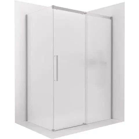 Sprchovacie kúty CERANO - Sprchovací kút Lantono - pravá - 8 mm - Soft-Close - chróm, mliečne sklo - 130x80 - posuvný CER-665563