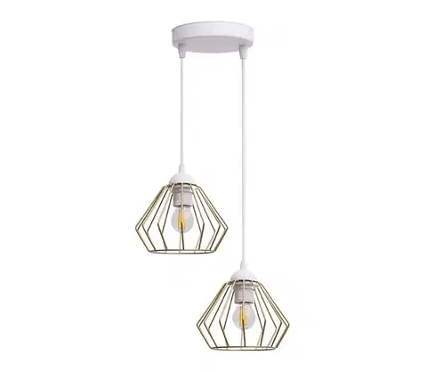 Svietidlá HEXE Luster na lanku CEED GOLD 2xE27/60W/230V pr. 28 cm biela/zlatá 0730