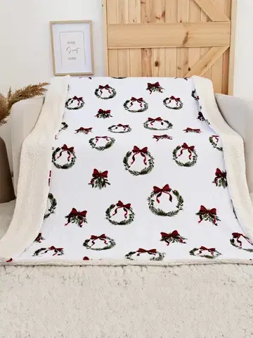 Deky MKLozkoviny.sk Vianočná baránková deka mikroplyš Exclusive 150 × 200 cm – Imelo v mašli