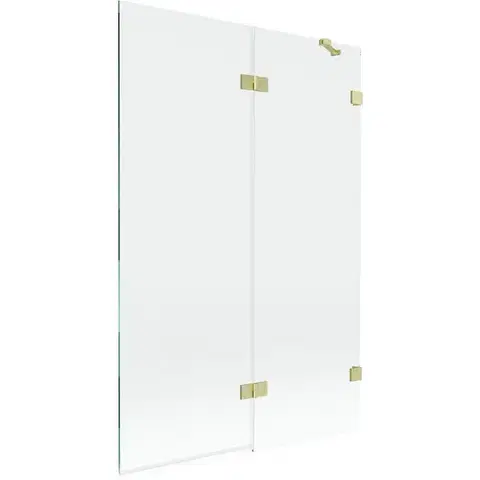 Sprchové dvere MEXEN/S - Lunar vaňová zástena 2-krídlová pravá 120 x 150, transparent, zlatá kartáčovaná 897-120-100-55-00-P