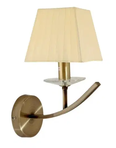 Nástenné svetlá Patinovaná nástenná lampa + organzové tienidlo 40W E14 Valencia