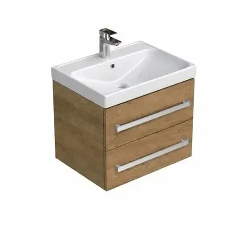 Kúpeľňový nábytok Kúpeľňová skrinka s umývadlom SAT Cube Way 60x53x46 cm dub hickory mat CUBE46602DHBRE CUBE46602DHBRE
