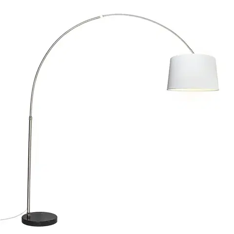 Oblúkové lampy Oceľová oblúková lampa s bielym textilným tienidlom 45 cm - XXL