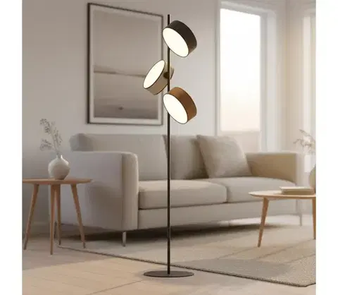 Lampy EMIBIG Stojacia lampa DRUMZ 3xE14/10W/230V čierna/hnedá/šedá 1566/LP3